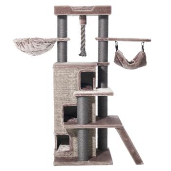 Kratzbaum Raya [161 cm] von Nobby - cappuccino-braun - Kratztonne in Leinenoptik